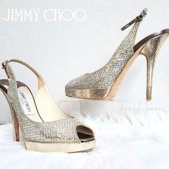 Jimmy Choo Shoes - Jimmy Choo Clue Glitter Slingback Platform Pump